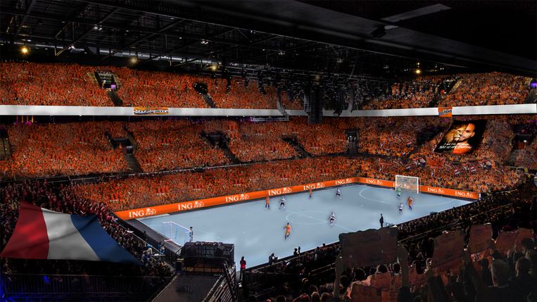 Hoe de Ziggo Dome eruit zal zien als zaalvoetbalstadion. Beeld 