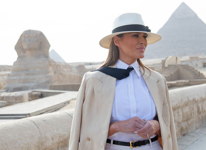 De Amerikaanse first lady Melania Trump tijdens haar bezoek aan Egypte op 6 oktober 2018.