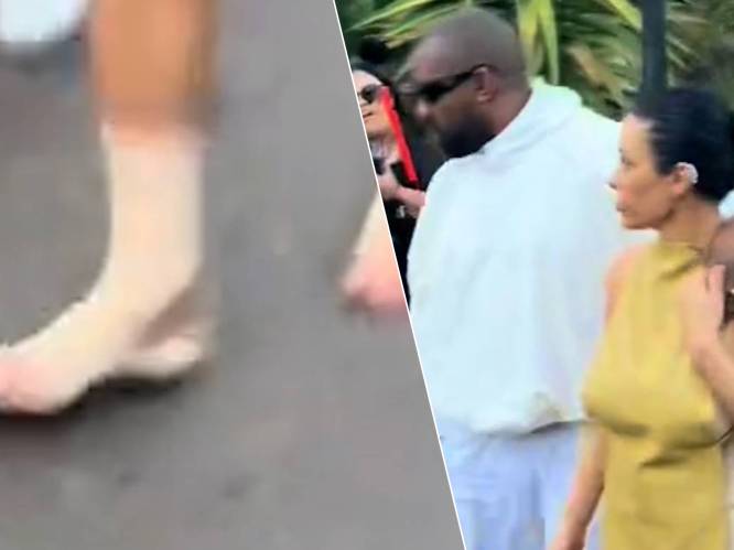 KIJK. Bianca Censori laat schoenen thuis voor dagje Disneyland met Kanye West
