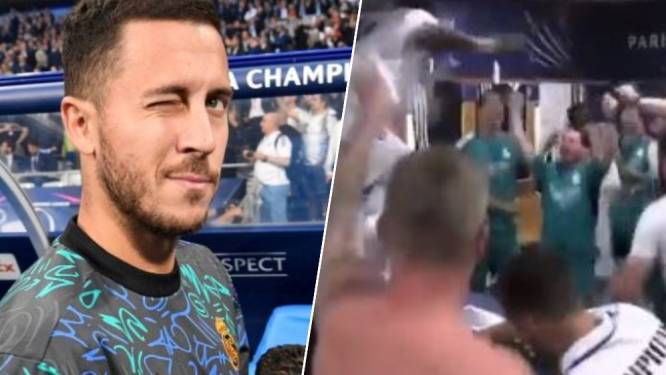 “Dat gaan we niet doen, Eden”: Kroos laat Hazard, die ook met medaille pronkt, zijn zoontje geen champagne geven