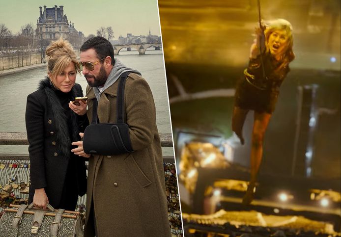 Jennifer Aniston and Adam Sandler in Murder Mystery 2