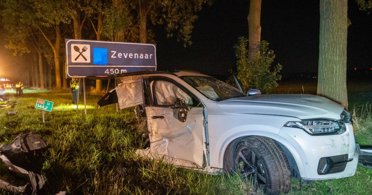 Volvo breekt doormidden bij aanrijding op A12: hulpverleners denken eerst dat het twee voertuigen zijn.