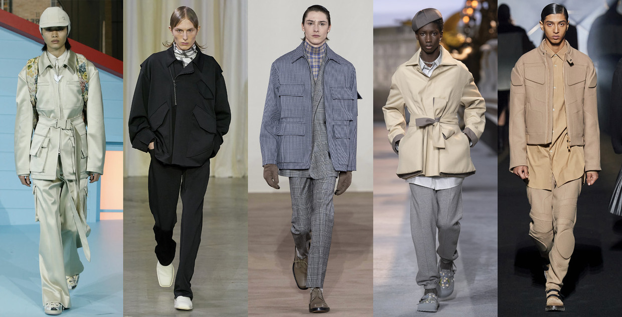 Vanaf links: Louis Vuitton, Bianca Saunders, Paul Smith, Dior Homme,Boss Beeld Imaxtree