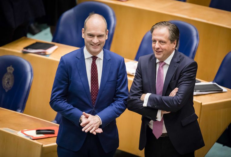 CU-leider Segers en D66-leider Pechtold in de Tweede Kamer. Beeld anp