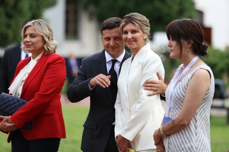 Volodymyr Zelensky en Olena Zelenska in augustus vorig jaar in Kiev. Beeld SOPA Images/LightRocket via Gett