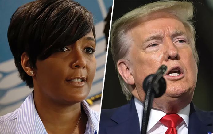 À gauche: le maire d’Atlanta Keisha Lance Bottoms
À droite: le président Donald Trump