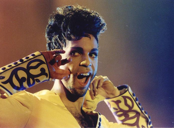 Prince tijdens een concert.