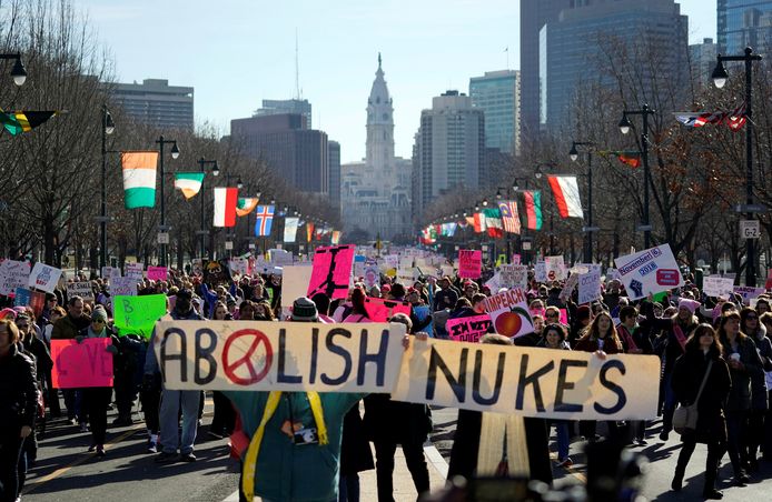 De Second Annual Women's March in Philadelphia.