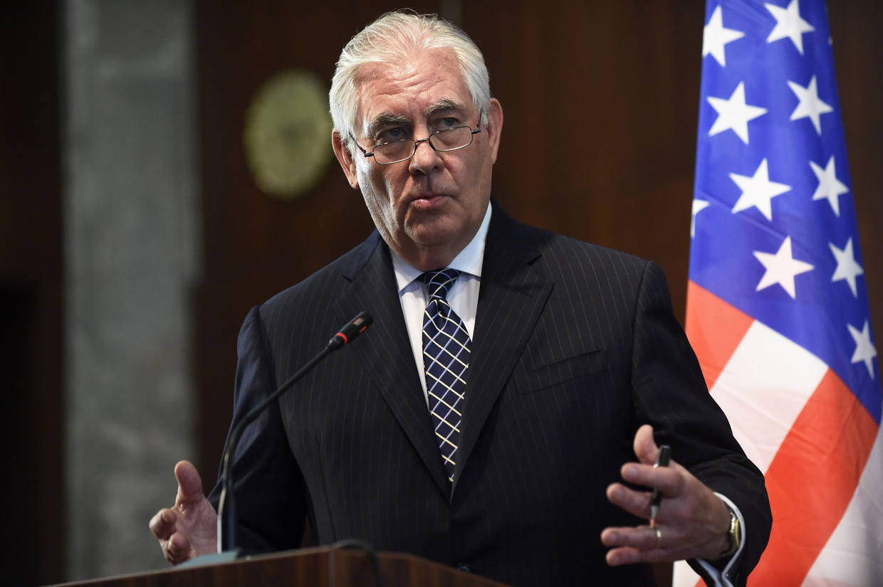 Met het vertrek van Rex Tillerson verdwijnt een gematigde stem uit Trumps kabinet Beeld AFP