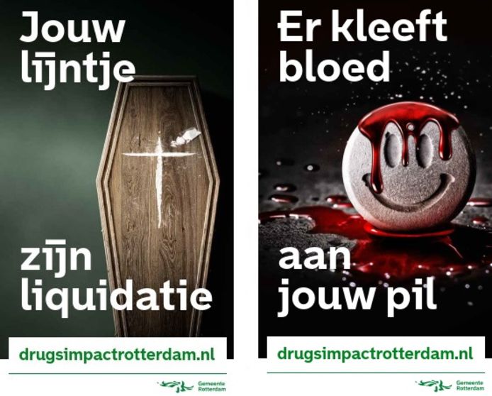 Twee beelden uit de nieuwe Rotterdamse campagne.