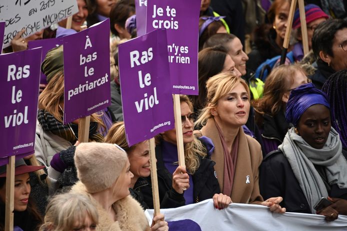 Protest tegen geweld tegen vrouwen, zaterdag in Parijs.