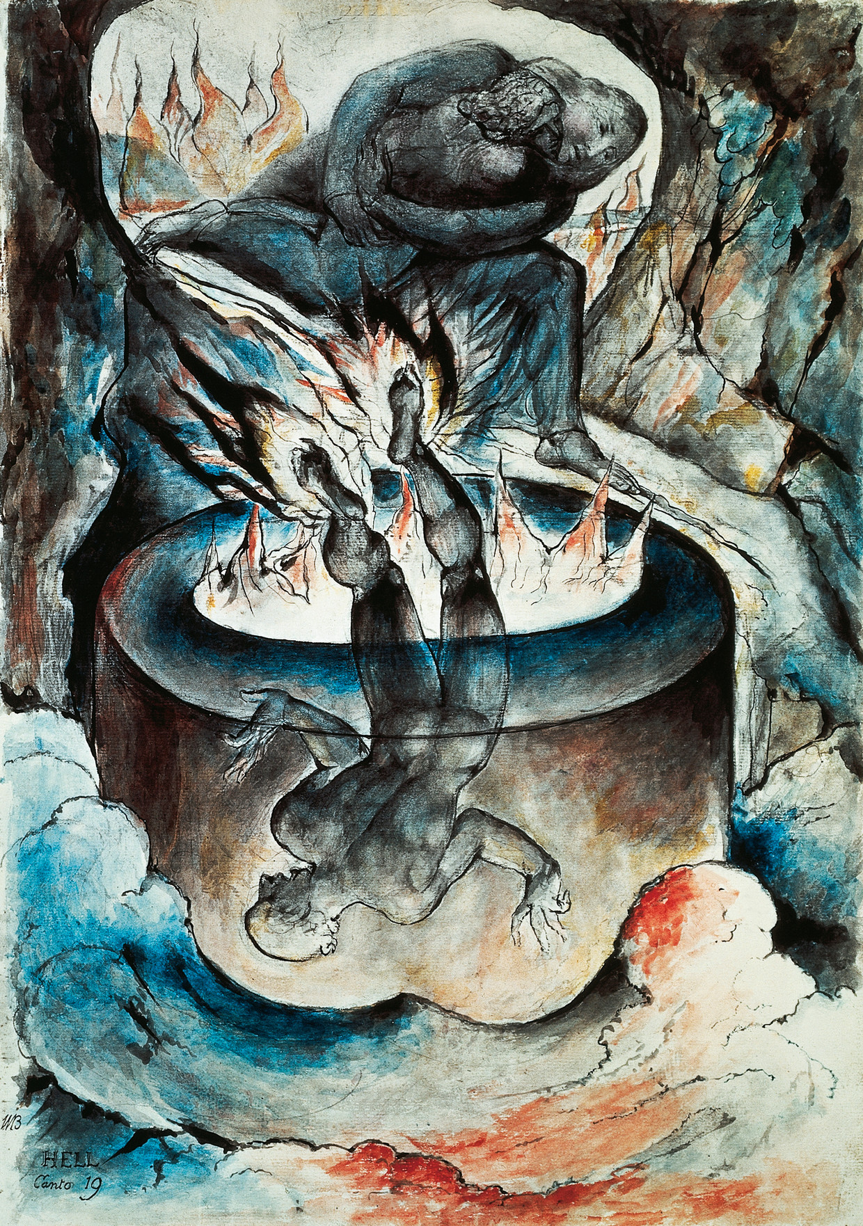Illustratie van William Blake (1757-1827) bij Canto XIX uit De goddelijke komedie. Beeld Getty