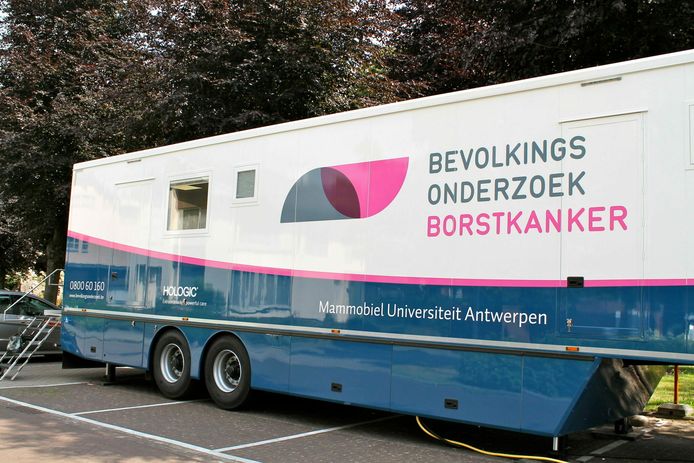 De mammobiel van Universiteit Antwerpen.