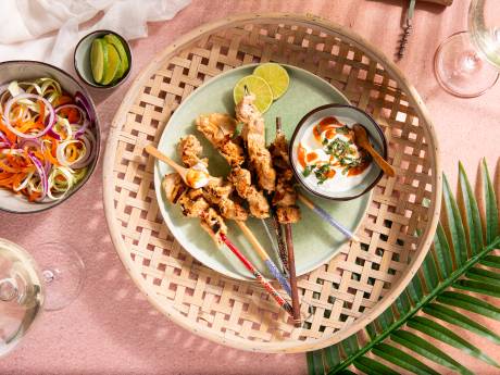 Wat Eten We Vandaag: Kipsaté in romige tandoori marinade