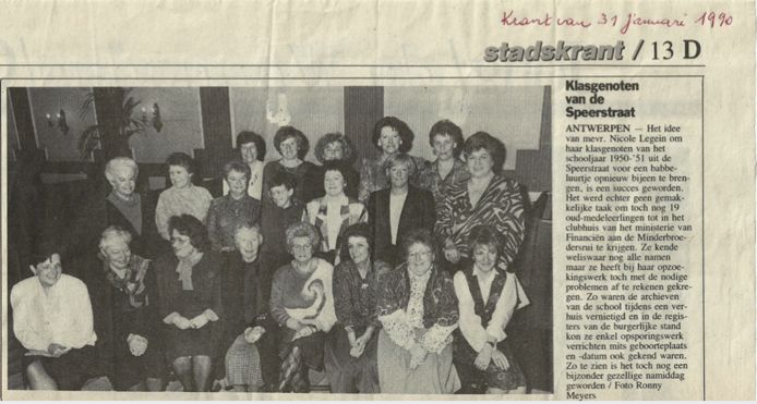 De eerste klasreünie haalde in 1990 De Nieuwe Gazet.
