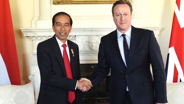 President Joko Widodo ontmoet deze maand verschilende Europese leiders, waaronder de Engelse premier David Cameron. Beeld EPA