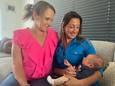 Gwendolina (links) en Stephanie (rechts) met baby Matthéo.