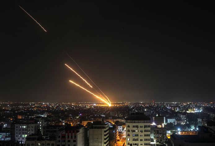 Raketten boven Gaza.