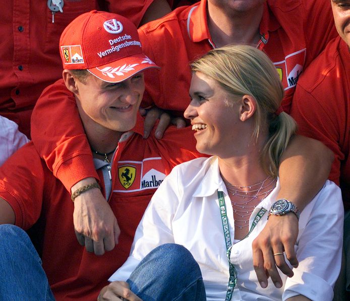 Augustus 2001: Corinna en Michael Schumacher na winst op de Hungaroring in Boedapest.