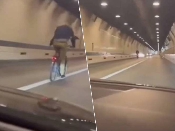 KIJK. Man fietst doodleuk door Waaslandtunnel en begint te spookrijden