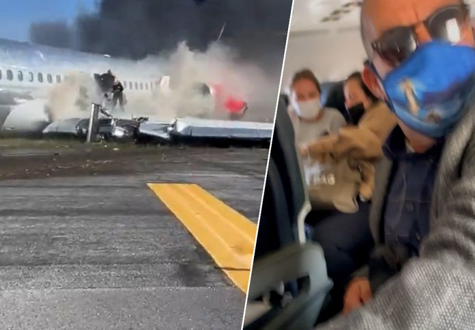 Passagier filmt ontsnapping uit brandend vliegtuig in Miami