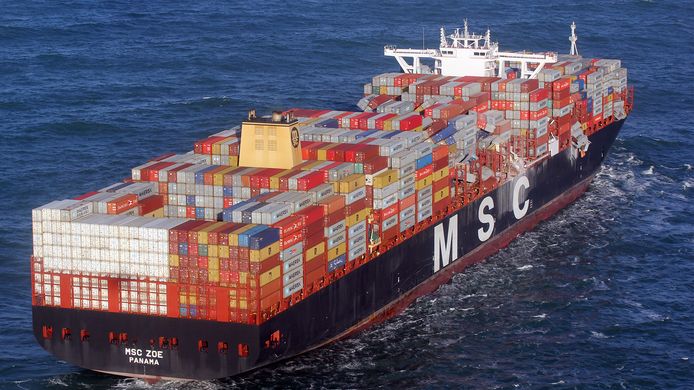 Het containerschip MSC Zoe op archiefbeeld.