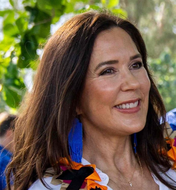 Marie's long blue earrings.