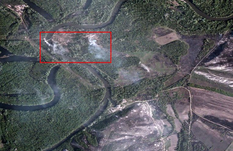 1. De locatie van de aanval, net ten noorden van Bilohorovka. Beeld rv
