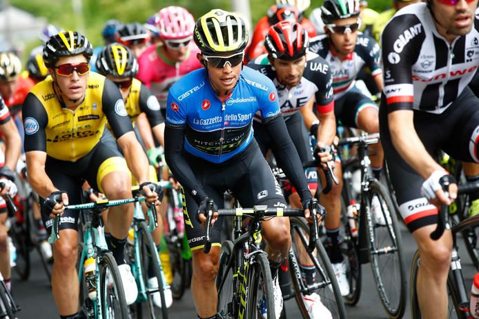 Johan Esteban Chaves op de Monte Zoncolan tijdens de Giro d'Italia.