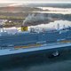 Uit de schoorstenen van dit nieuwe cruiseschip komen geen zwarte rookpluimen