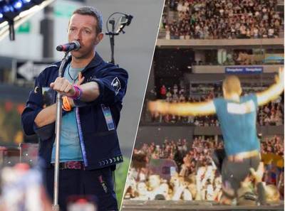 Coldplay-zanger Chris Martin valt tijdens concert door luik in podium