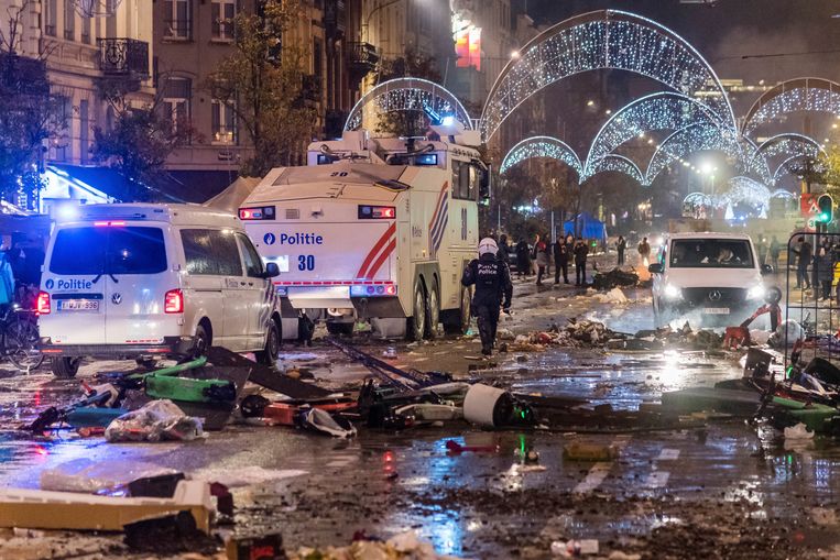 Brussel na de WK-match Marokko-België. Beeld AP