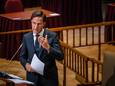 Premier Rutte bij het coronadebat in de Ridderzaal.