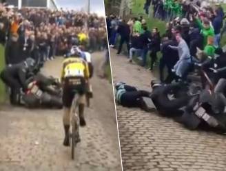 KIJK. Vallende motard kegelt toeschouwers omver en  hindert aanval Pogacar op uitloper Oude Kwaremont