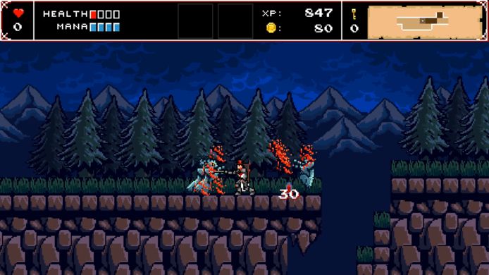 Ook bij de kleinere vijanden kliedert het bloed welig in het rond.