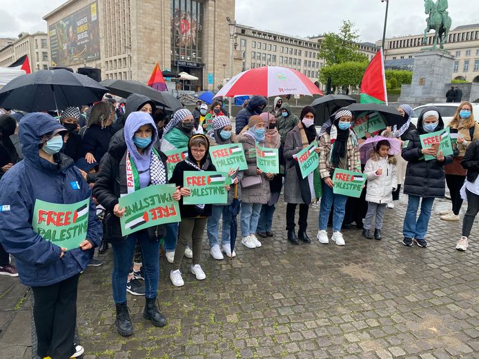 De Palestijnse gemeenschap in België en verschillende burgerbewegingen kwamen samen op de Kunstberg.