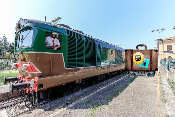 De bijna vijftig jaar oude locomotief op het station van Brisighella