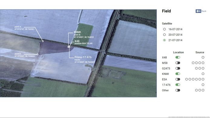 Het landbouwveld waar volgens het OM de Buk-raket is afgevuurd.