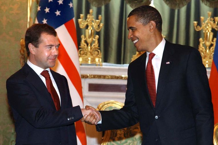De Russische president Medvedev en Barack Obama. (AFP) Beeld AFP