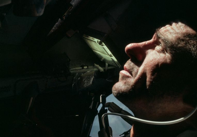 Walter Cunningham tijdens de missie in 1968. Beeld NASA via Reuters