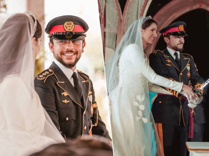 IN BEELD. Dit was het droomhuwelijk van Jordaanse kroonprins Hoessein en zijn geliefde Rajwa