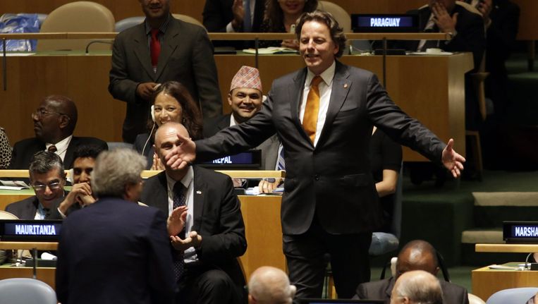 Bert Koenders na de resultaten van de vijfde stemronde in de VN-veiligheidsraad. Beeld epa