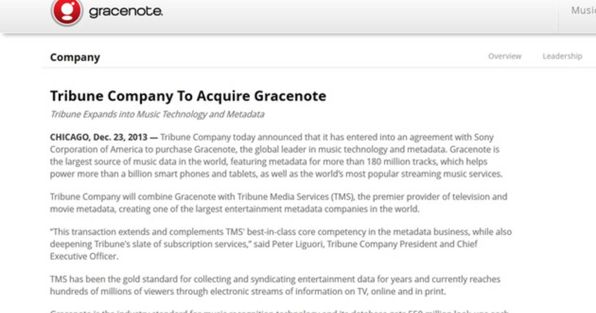 Sony verkoopt muziekdatabase Gracenote Muzieknieuws hln.be