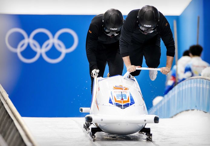 Bobsleëeers Janko Franjic en stuurman Ivo de Bruin.