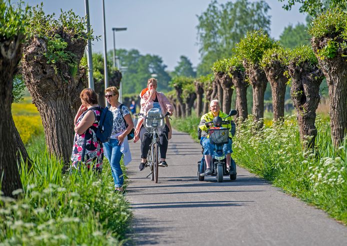 Het Wilgenlaantje is al gauw te smal voor het vele langzaam verkeer dat er gebruik van maakt.