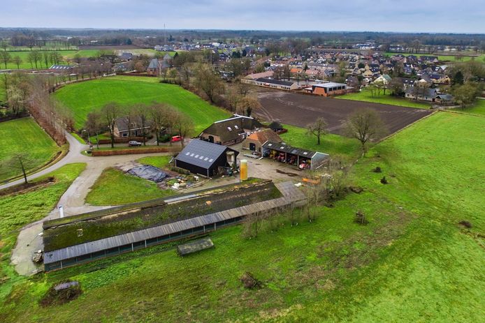 De familie Grotentraast uit Wesepe krijgt in ruil voor de sloop van de grote kippenstal op hun erf de mogelijkheid tot het bouwen van 12 woningen op een stuk grond pal naast de basisschool aan de rand van het dorp (midden boven).