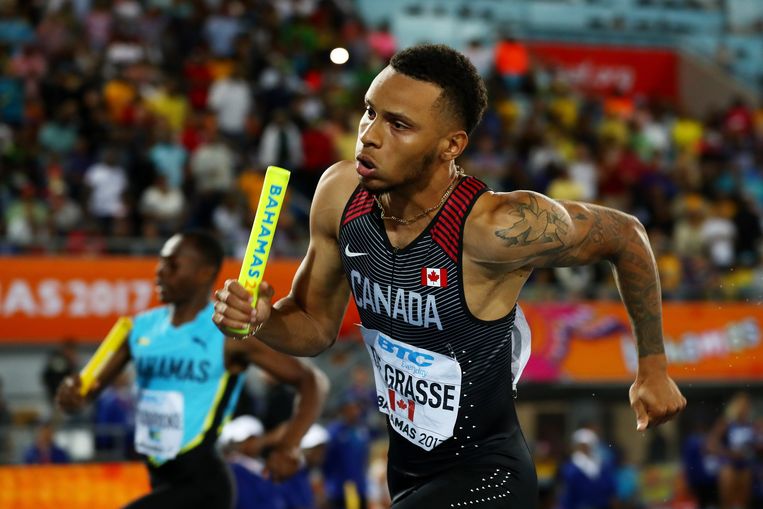 Andre De Grasse, een van de absolute wereldtoppers in het atletiek, is een Canadees. Beeld Getty Images for IAAF