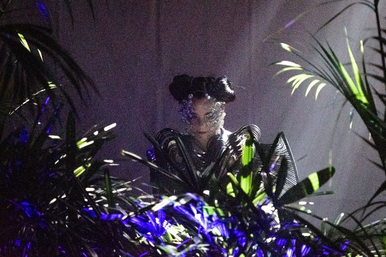 Björk als dj, op festival Le Guess Who in Utrecht. Beeld Jelmer de Haas