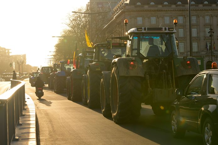 Blokkade met tractoren in Brussel.