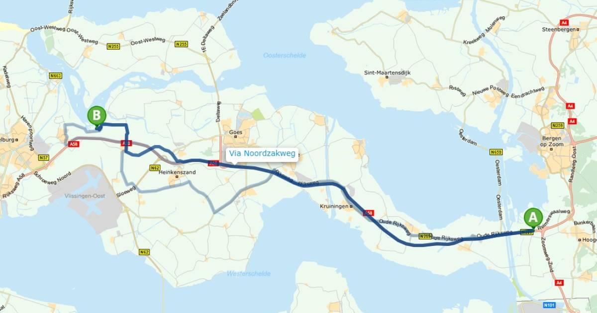Alleen de ANWB stuurt je door Lewedorp naar Waterpark Veerse Meer